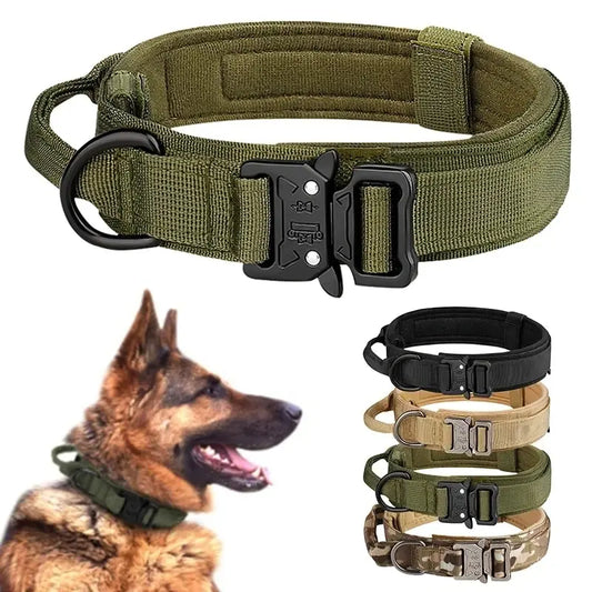 Collar táctico para perros con hebilla de metal para exteriores